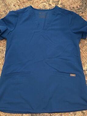 Figs Blue V-Neck Scrub Top